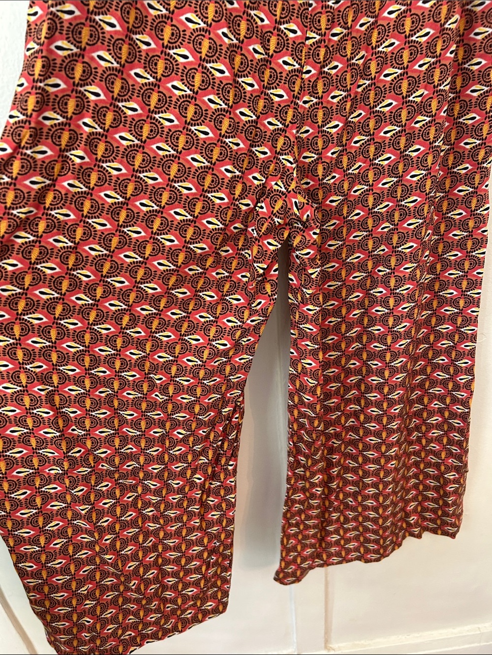 Label Ritukumar Multicolor Geometric Wide-Leg Pant Palazzos Red & Yellow Pattern - Picture 6 of 7
